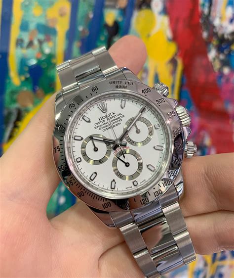 rolex daytona 116520 watch 40 mm steel strap white dial|Rolex daytona 116520 for sale.